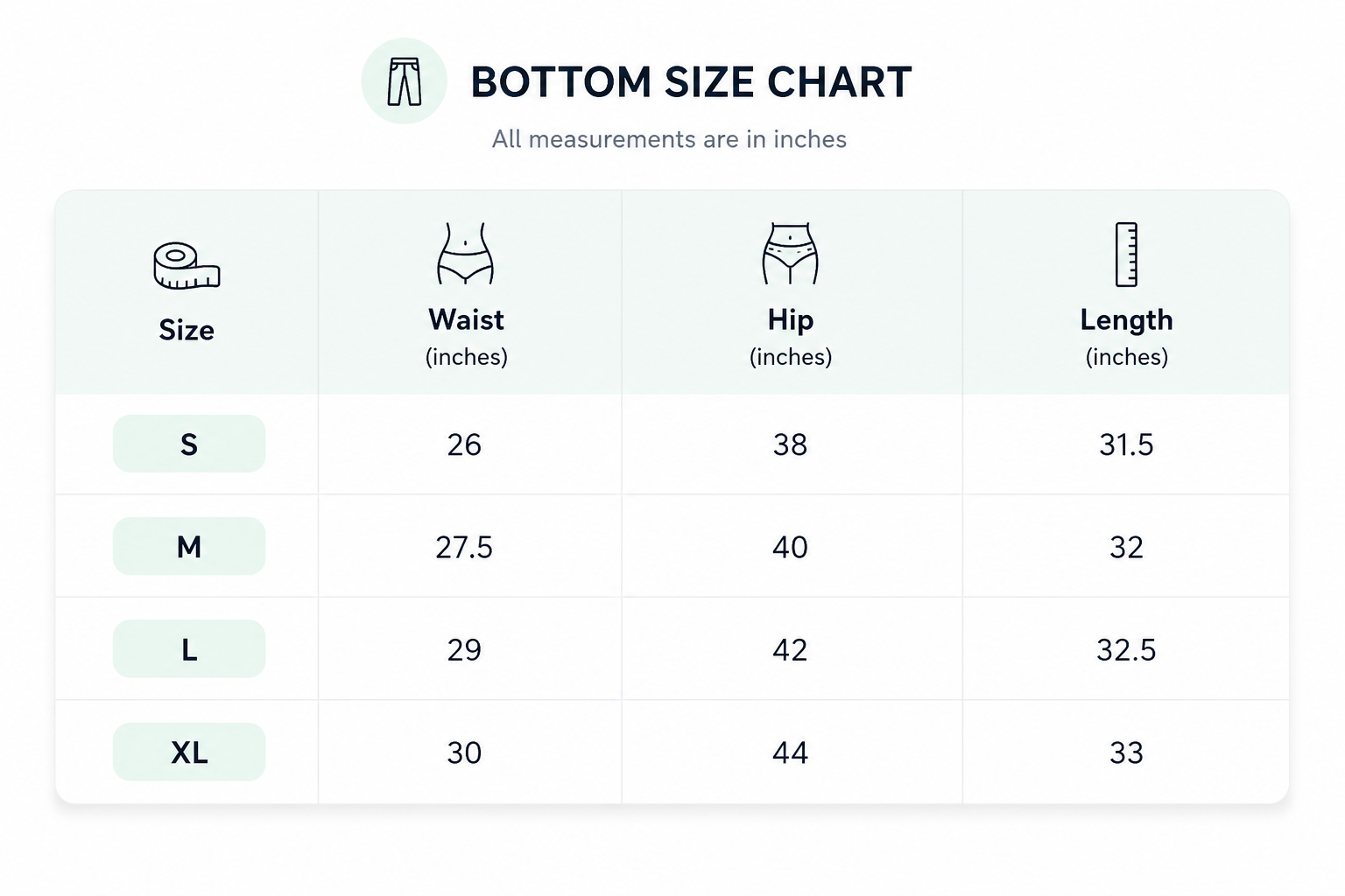 Size chart for Women Pink Culottes