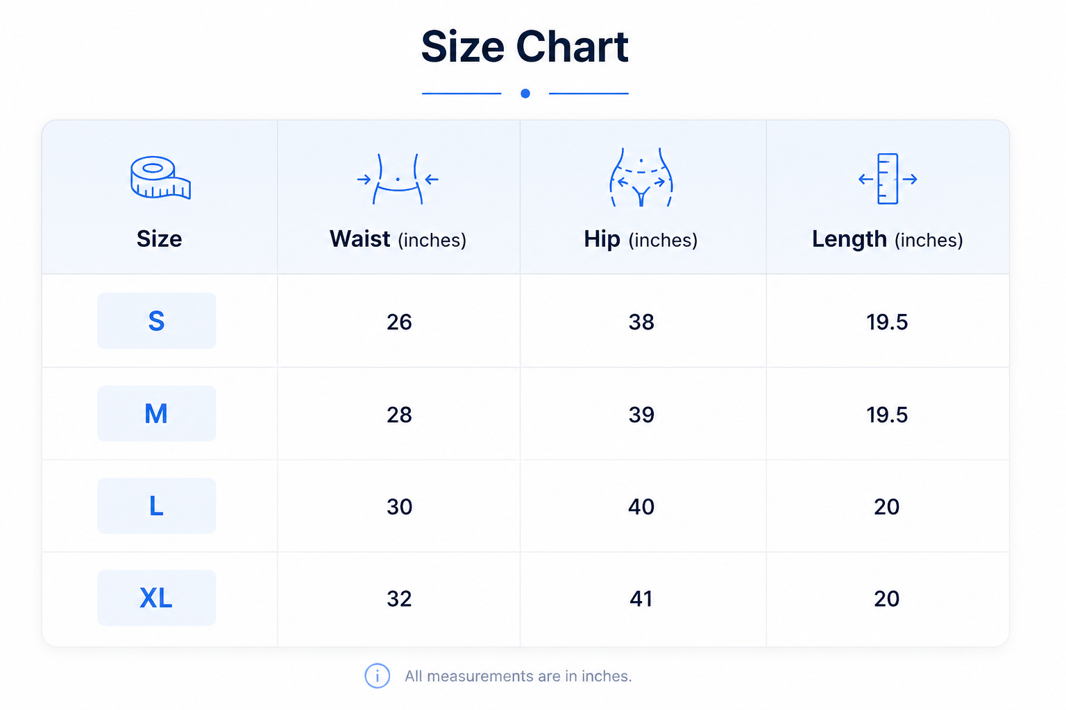 Size chart for Off-White Pleated Short