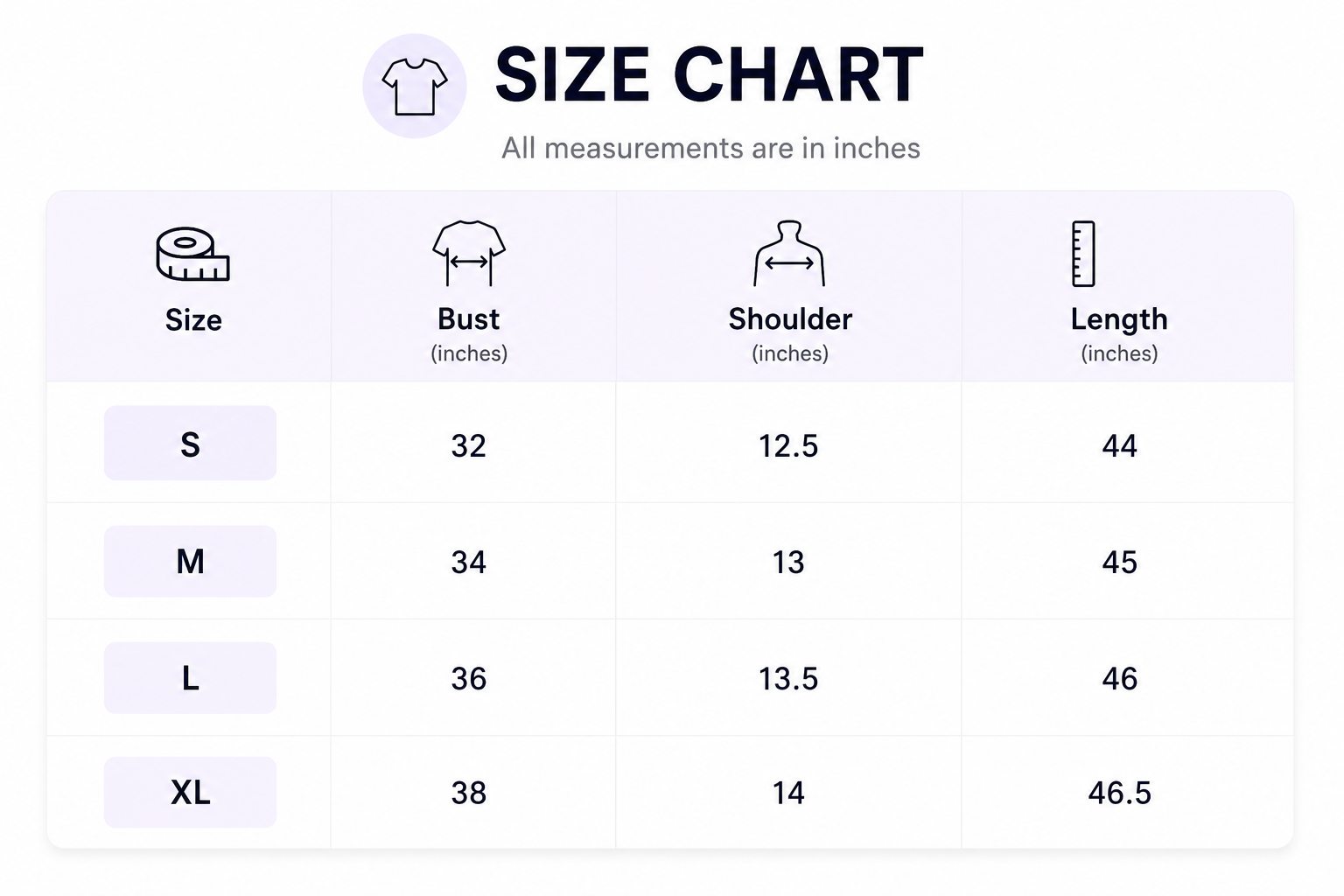 Size chart for Floral Printed Wrap around Midi Dress