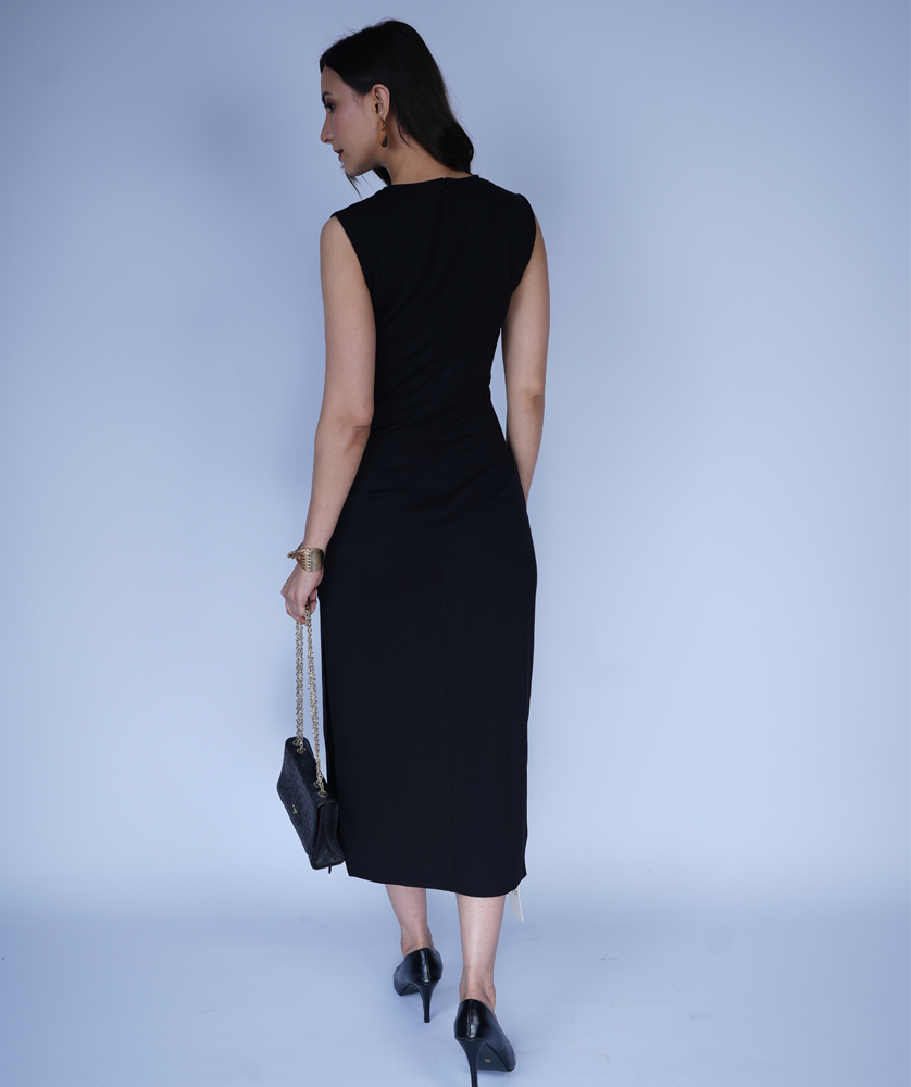 ONYX RUCHED MIDI DRESS