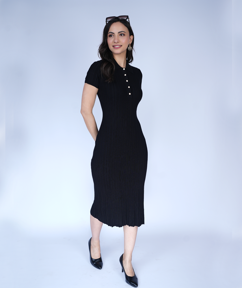 THE CARBON POLO KNIT DRESS