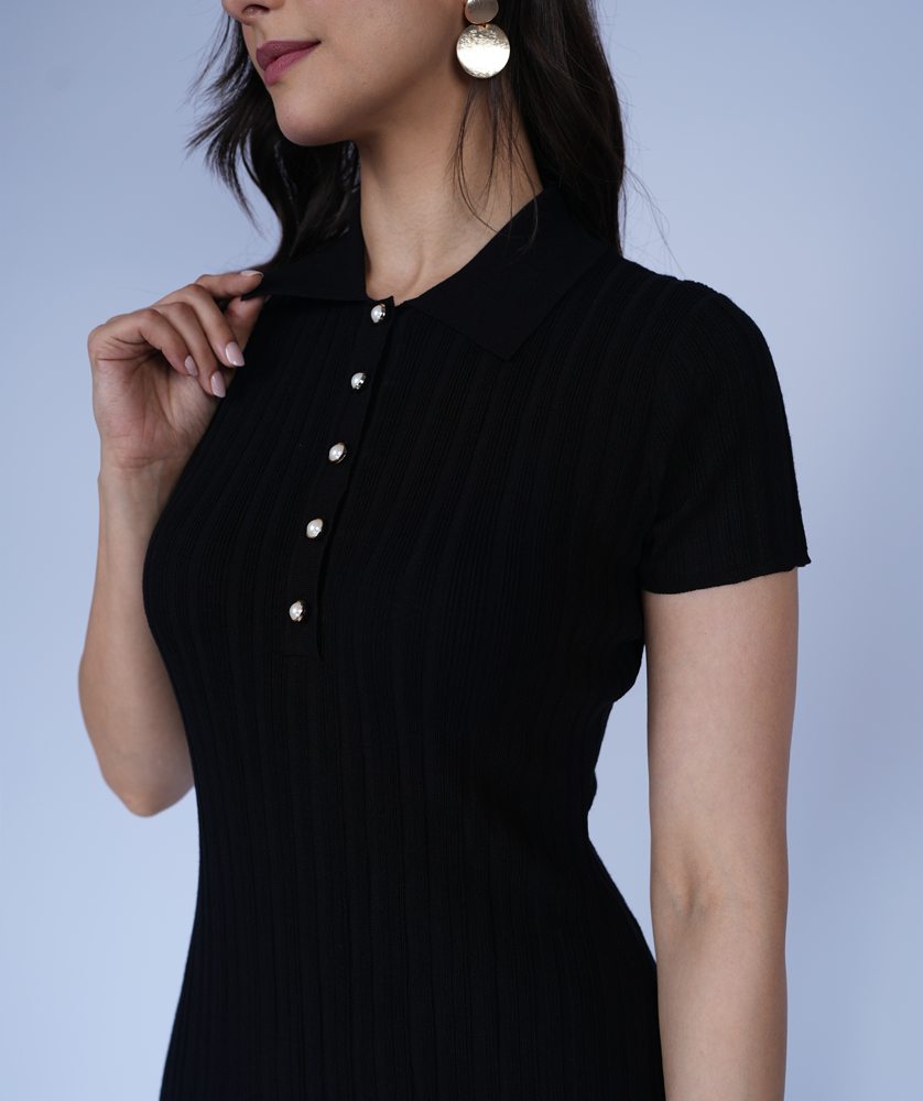 THE CARBON POLO KNIT DRESS