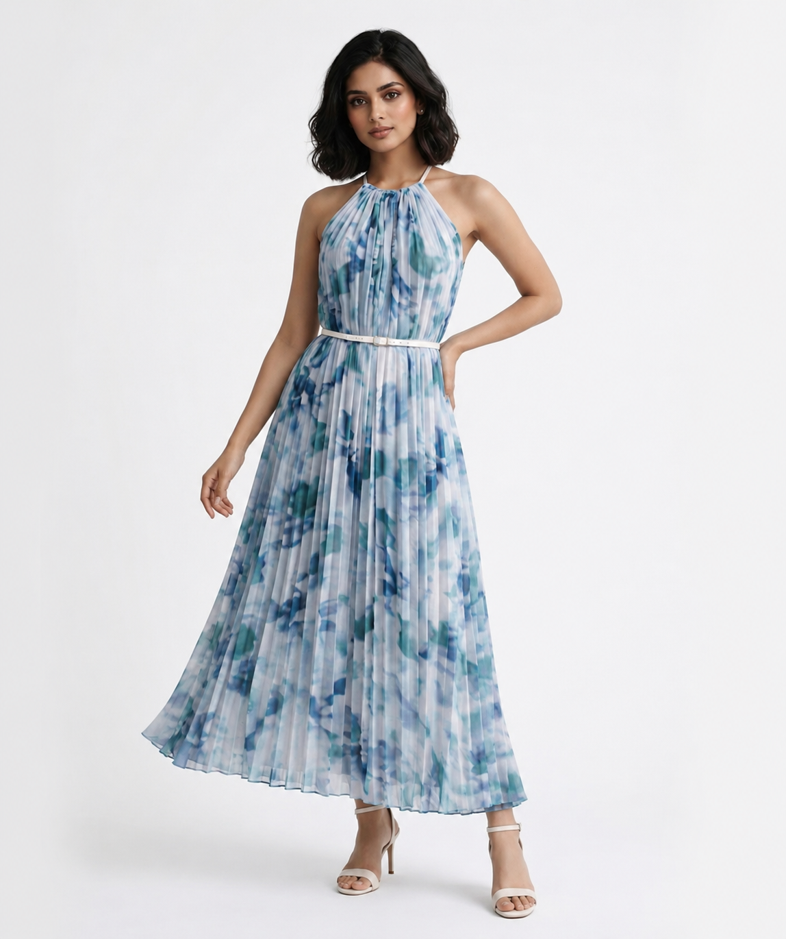 Azure Bloom Maxi Dress