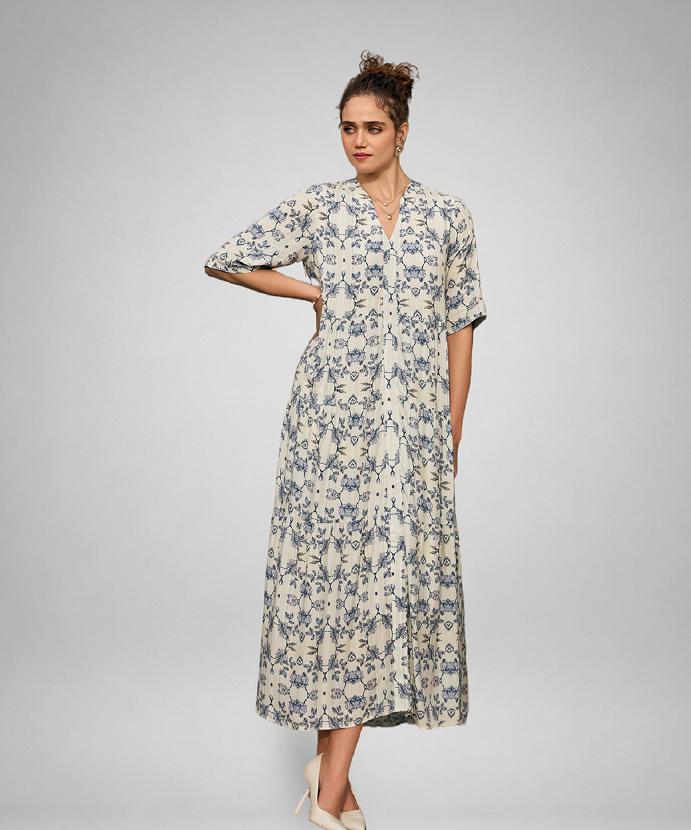 Blue floral fit & Flare maxi dress