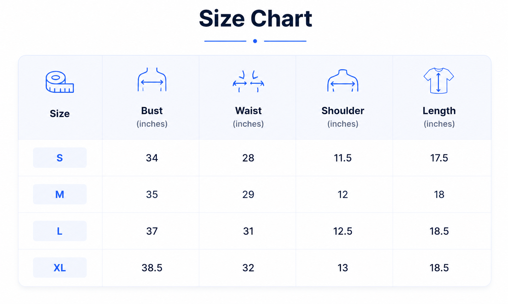 Size chart for Women Pink Culottes